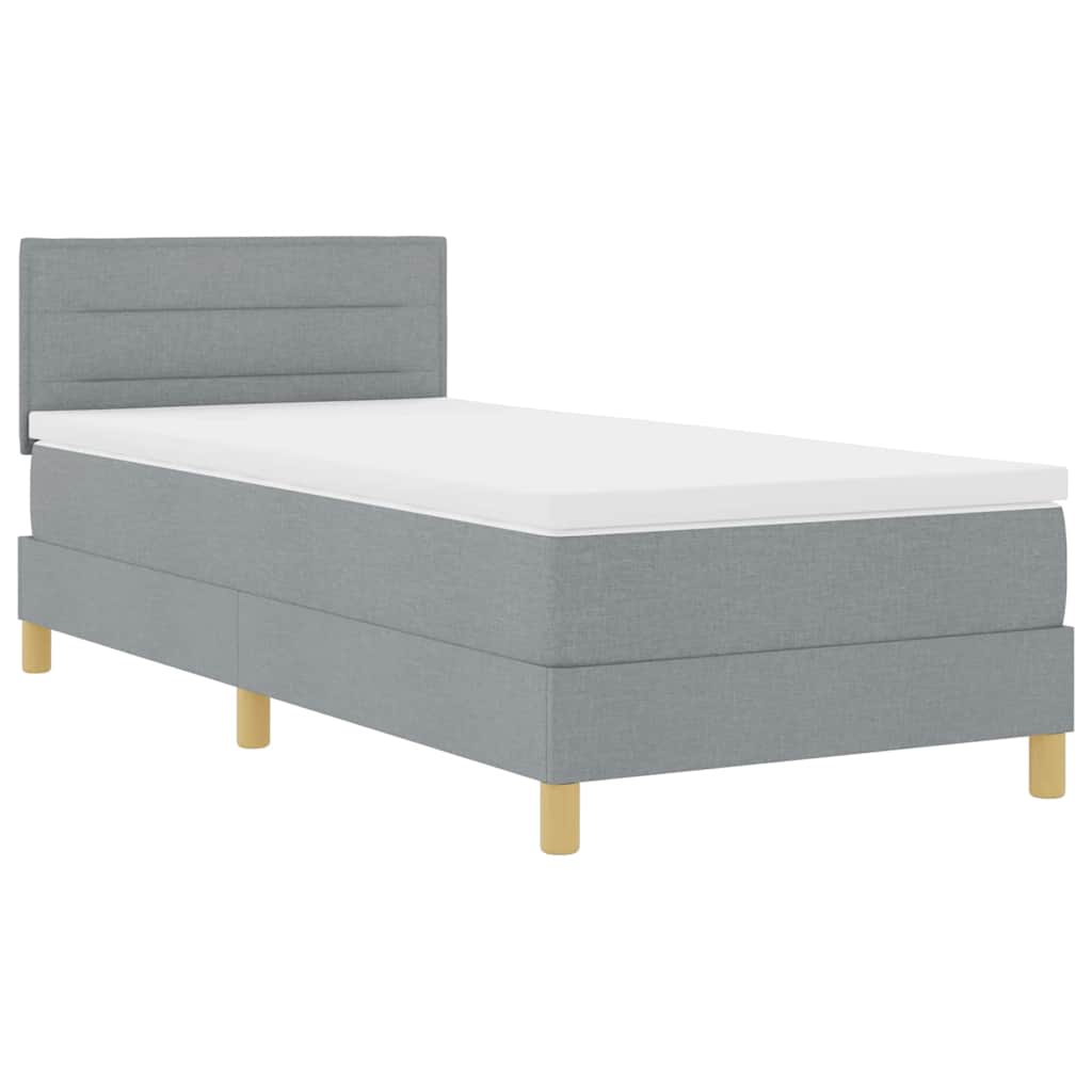 Box spring seng med pude Lysegrå 90 x 190 cm Stof