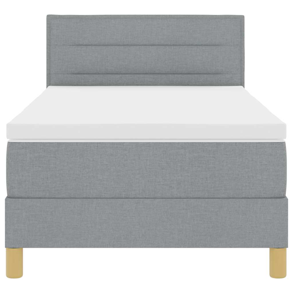 Box spring seng med pude Lysegrå 90 x 190 cm Stof