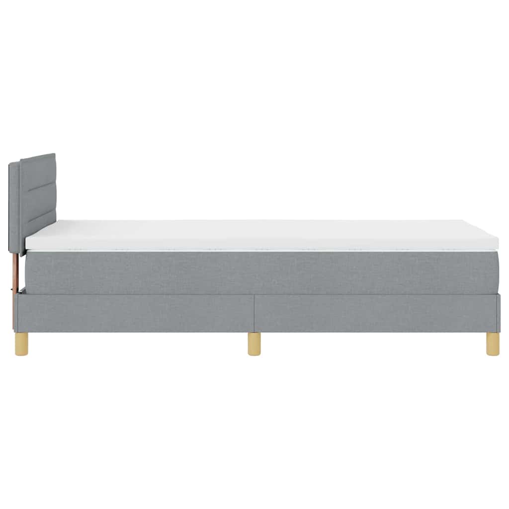 Box spring seng med pude Lysegrå 90 x 190 cm Stof