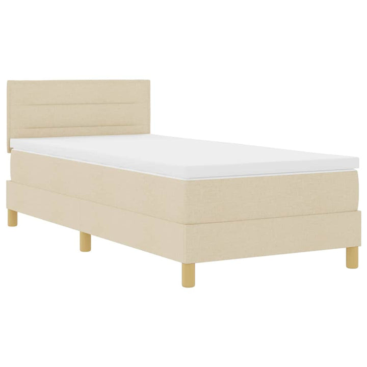 Box spring seng med pude med hovedgærde Creme 90 x 190 cm Stof