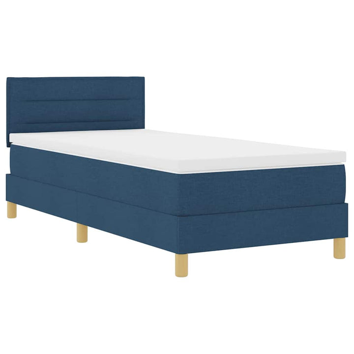 Box spring seng med pude med hovedgærde Blå 90 x 190 cm Stof