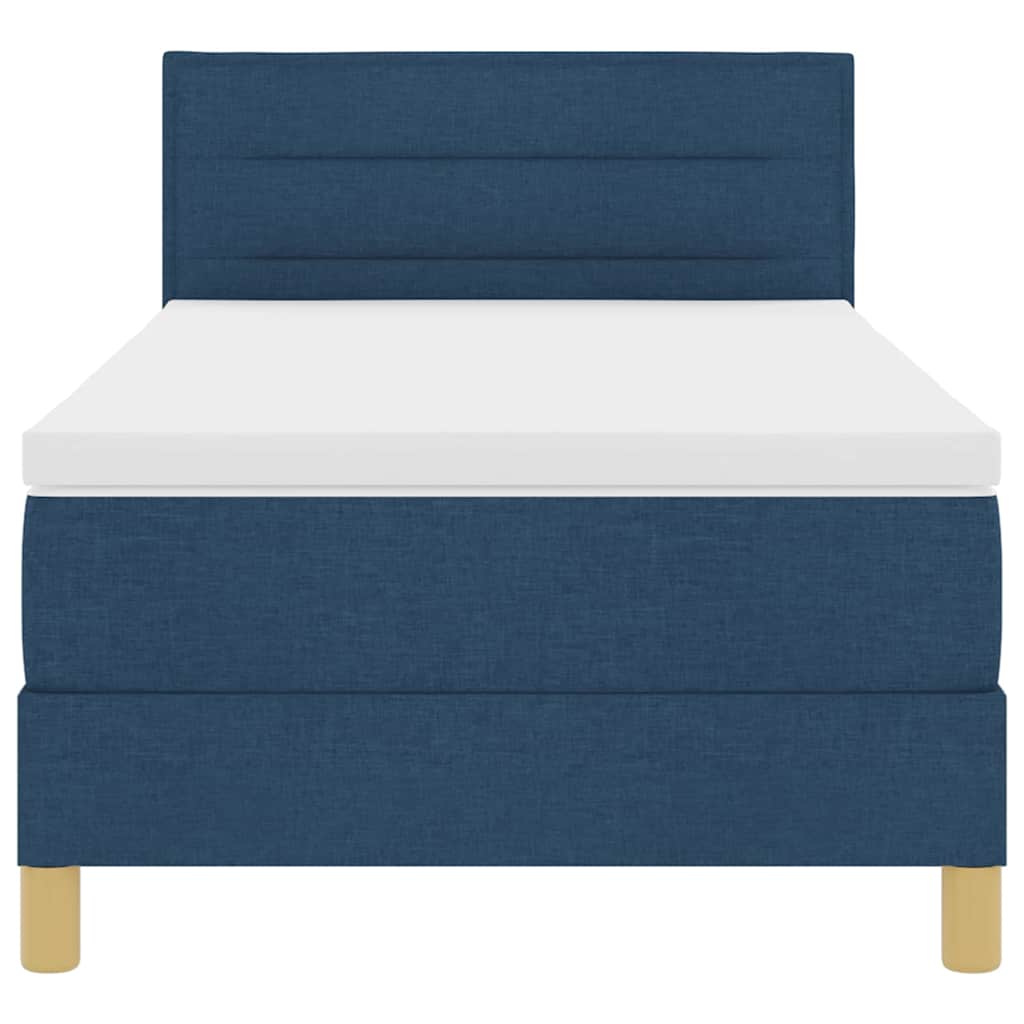 Box spring seng med pude med hovedgærde Blå 90 x 190 cm Stof