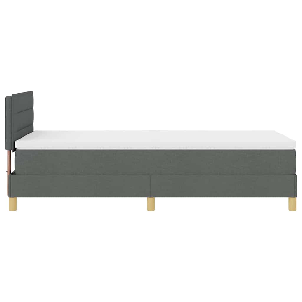 Box spring seng med pude Mørkegrå 90 x 200 cm Stof