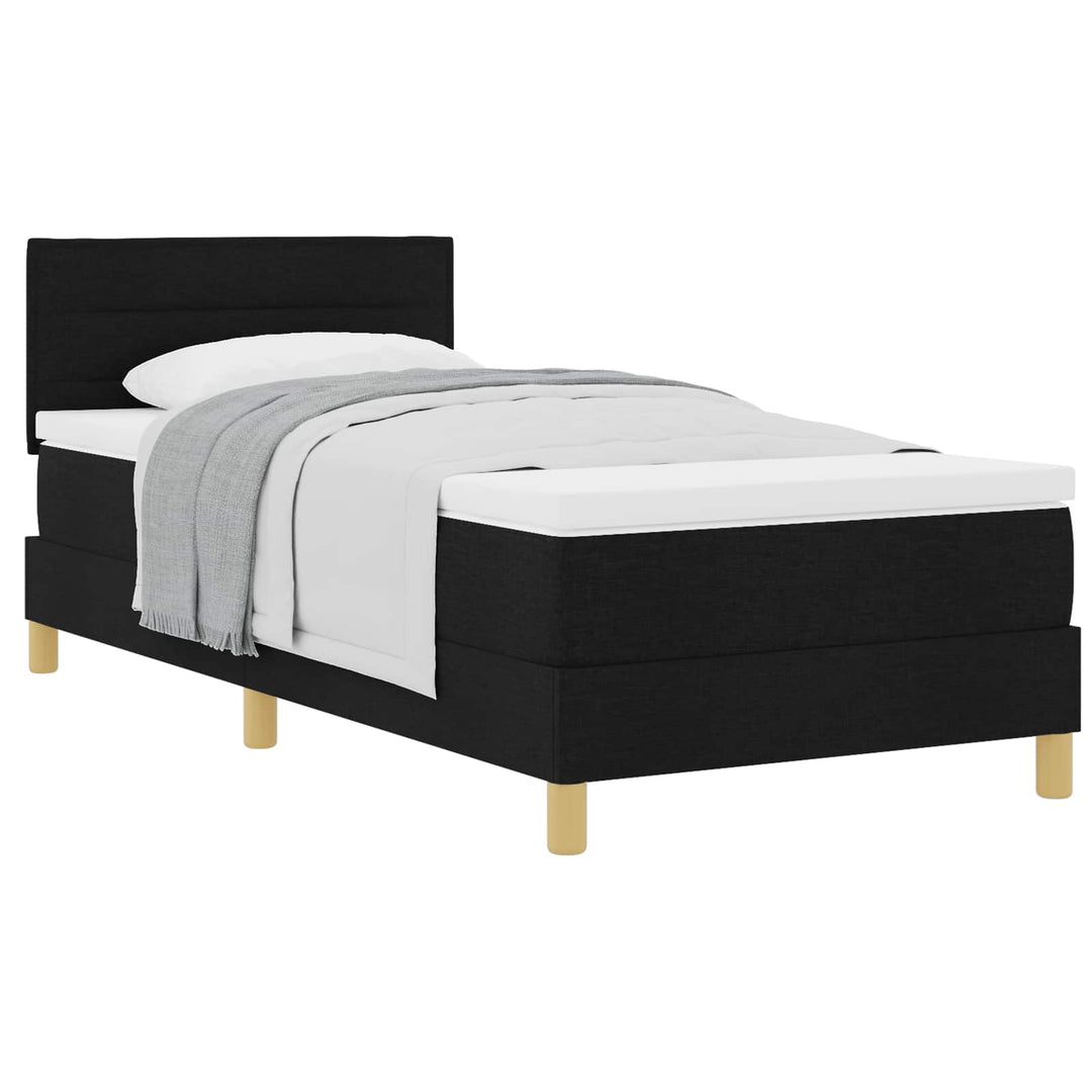 Box spring seng med pude med hovedgærde Sort 90 x 200 cm Stof
