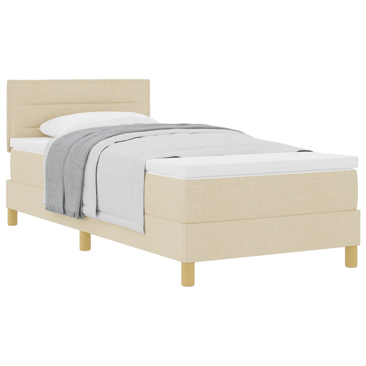 Box spring seng med pude med hovedgærde Creme 90 x 200 cm Stof