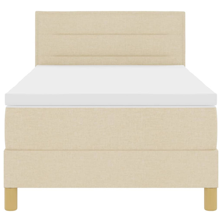 Box spring seng med pude med hovedgærde Creme 90 x 200 cm Stof