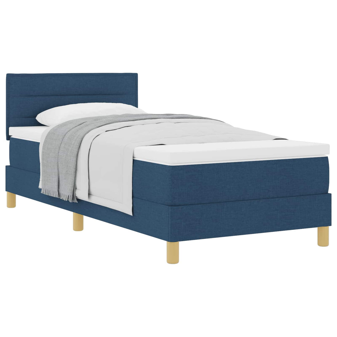 Box spring seng med pude med hovedgærde Blå 90 x 200 cm Stof