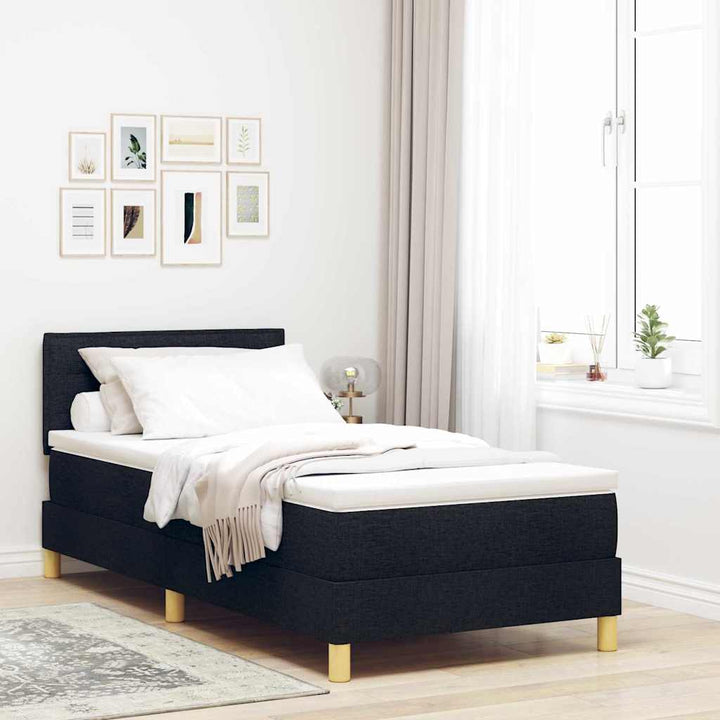 Box spring seng med pude med hovedgærde Sort 100 x 200 cm Stof