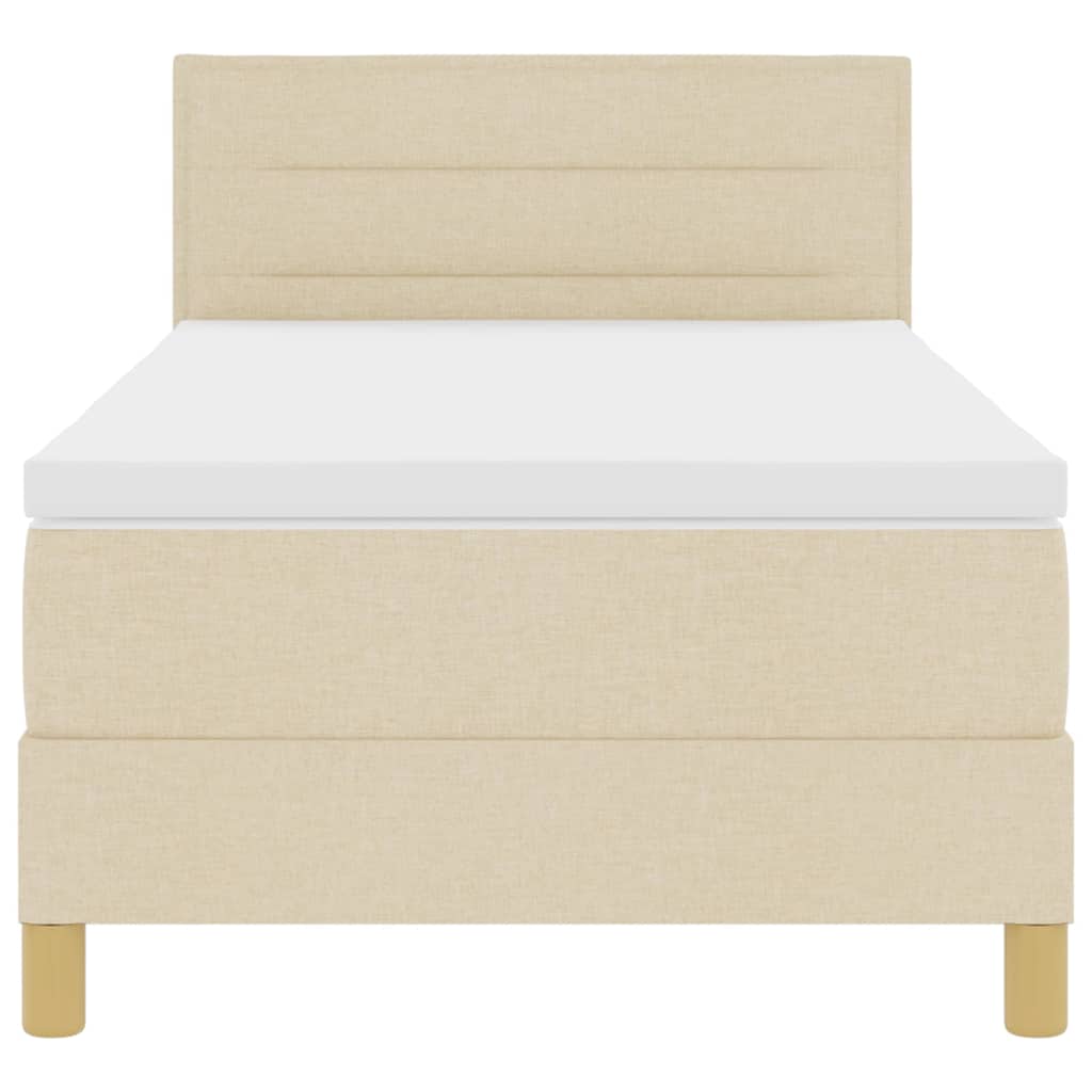 Box spring seng med pude med hovedgærde Creme 100 x 200 cm Stof