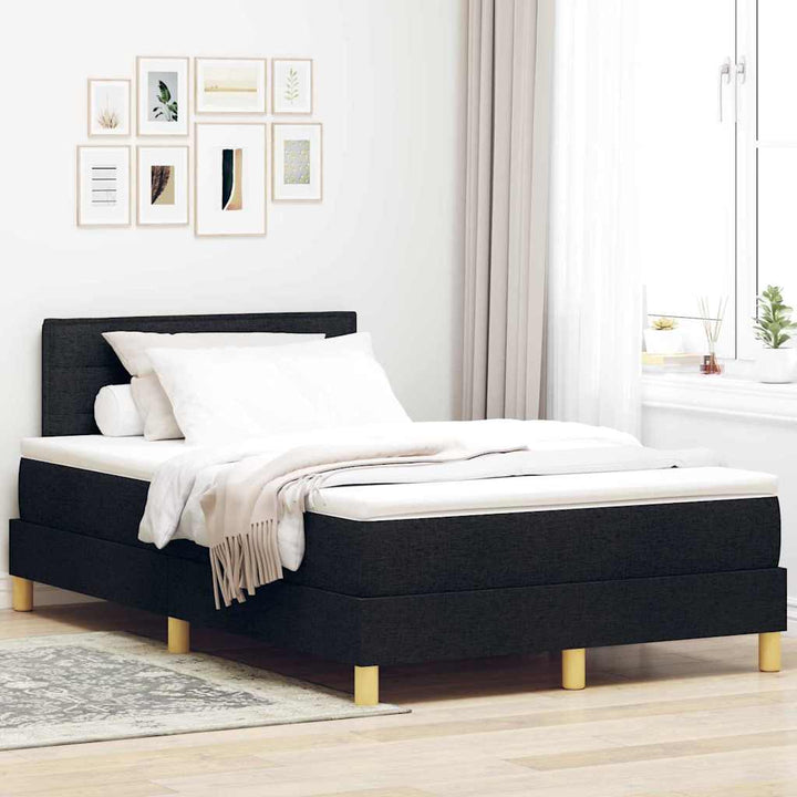 Box spring seng med pude med hovedgærde Sort 120 x 190 cm Stof