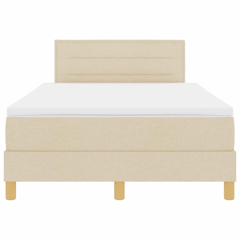Box spring seng med pude med hovedgærde Creme 120 x 190 cm Stof