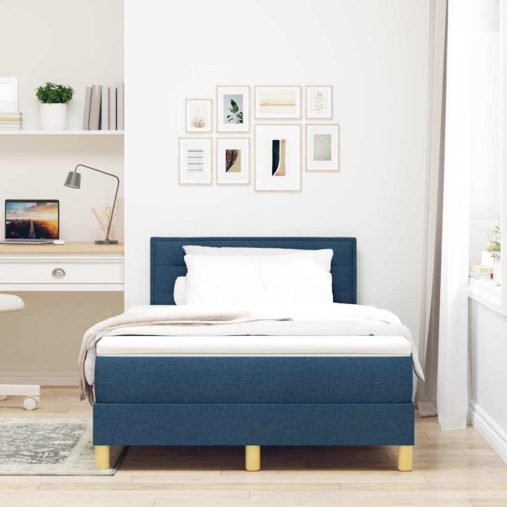 Box spring seng med pude med hovedgærde Blå 120 x 190 cm Stof