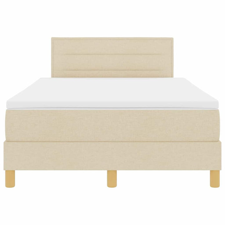 Box spring seng med pude med hovedgærde Creme 120 x 200 cm Stof