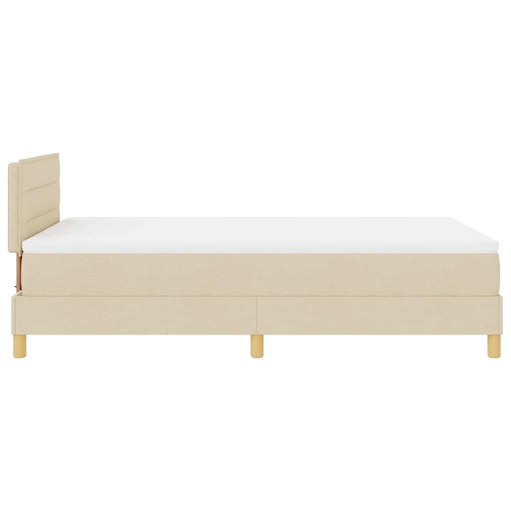 Box spring seng med pude med hovedgærde Creme 120 x 200 cm Stof