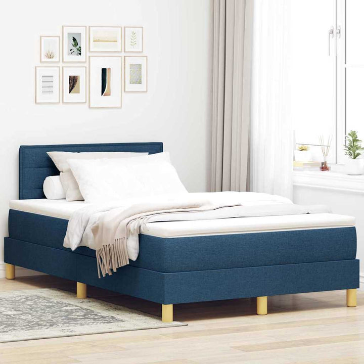 Box spring seng med pude med hovedgærde Blå 120 x 200 cm Stof