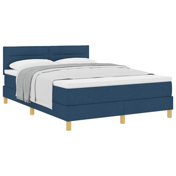 Box spring seng med pude med hovedgærde Blå 140 x 190 cm Stof