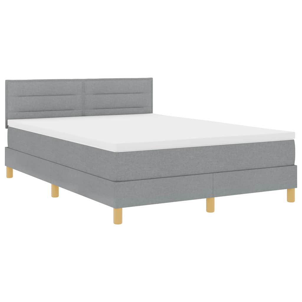 Box spring seng med pude Lysegrå 140 x 200 cm Stof