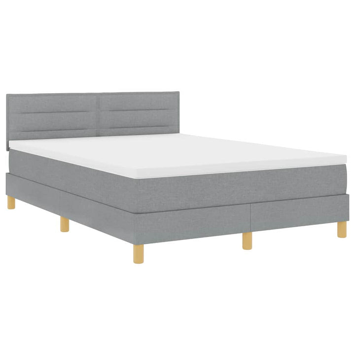 Box spring seng med pude Lysegrå 140 x 200 cm Stof