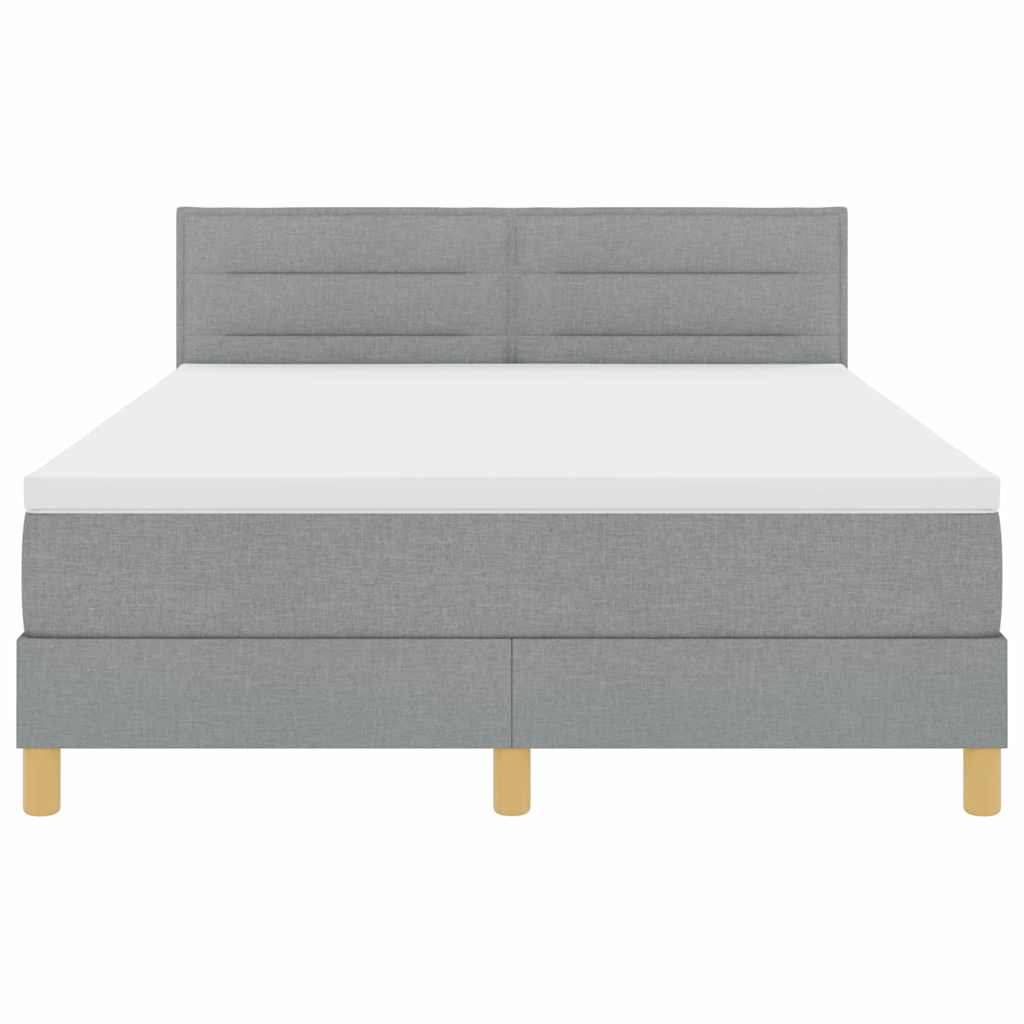 Box spring seng med pude Lysegrå 160 x 200 cm Stof