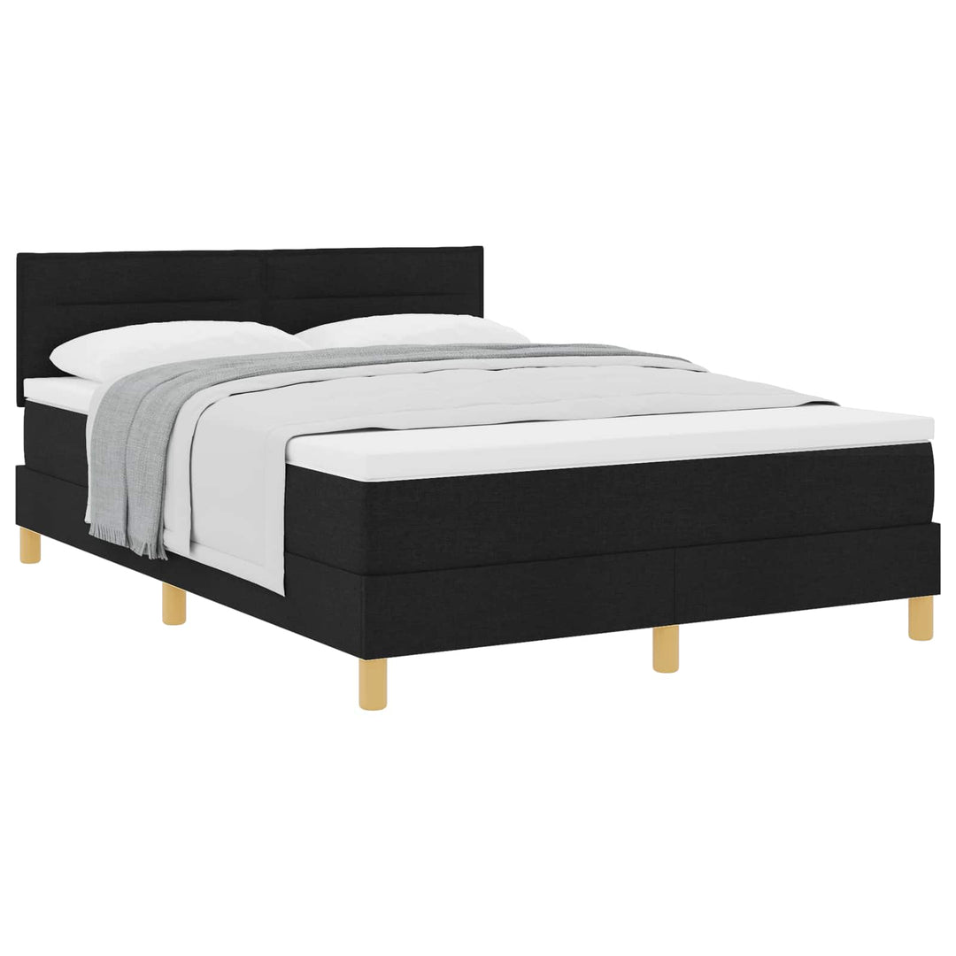 Box spring seng med pude med hovedgærde Sort 160 x 200 cm Stof