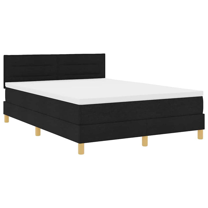 Box spring seng med pude med hovedgærde Sort 160 x 200 cm Stof