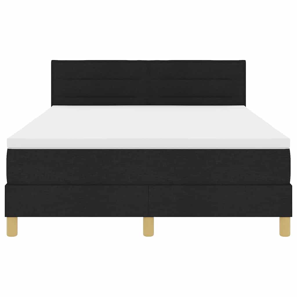 Box spring seng med pude med hovedgærde Sort 160 x 200 cm Stof