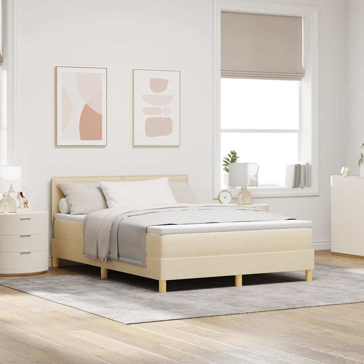 Box spring seng med pude med hovedgærde Creme 160 x 200 cm Stof