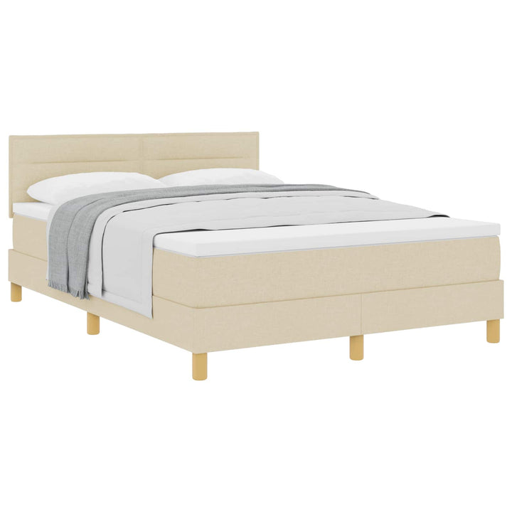 Box spring seng med pude med hovedgærde Creme 160 x 200 cm Stof
