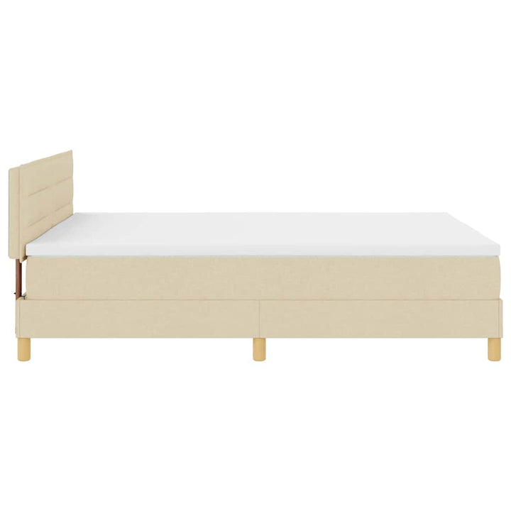 Box spring seng med pude med hovedgærde Creme 160 x 200 cm Stof
