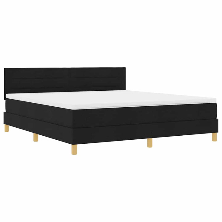 Box spring seng med pude med hovedgærde Sort 180 x 200 cm Stof