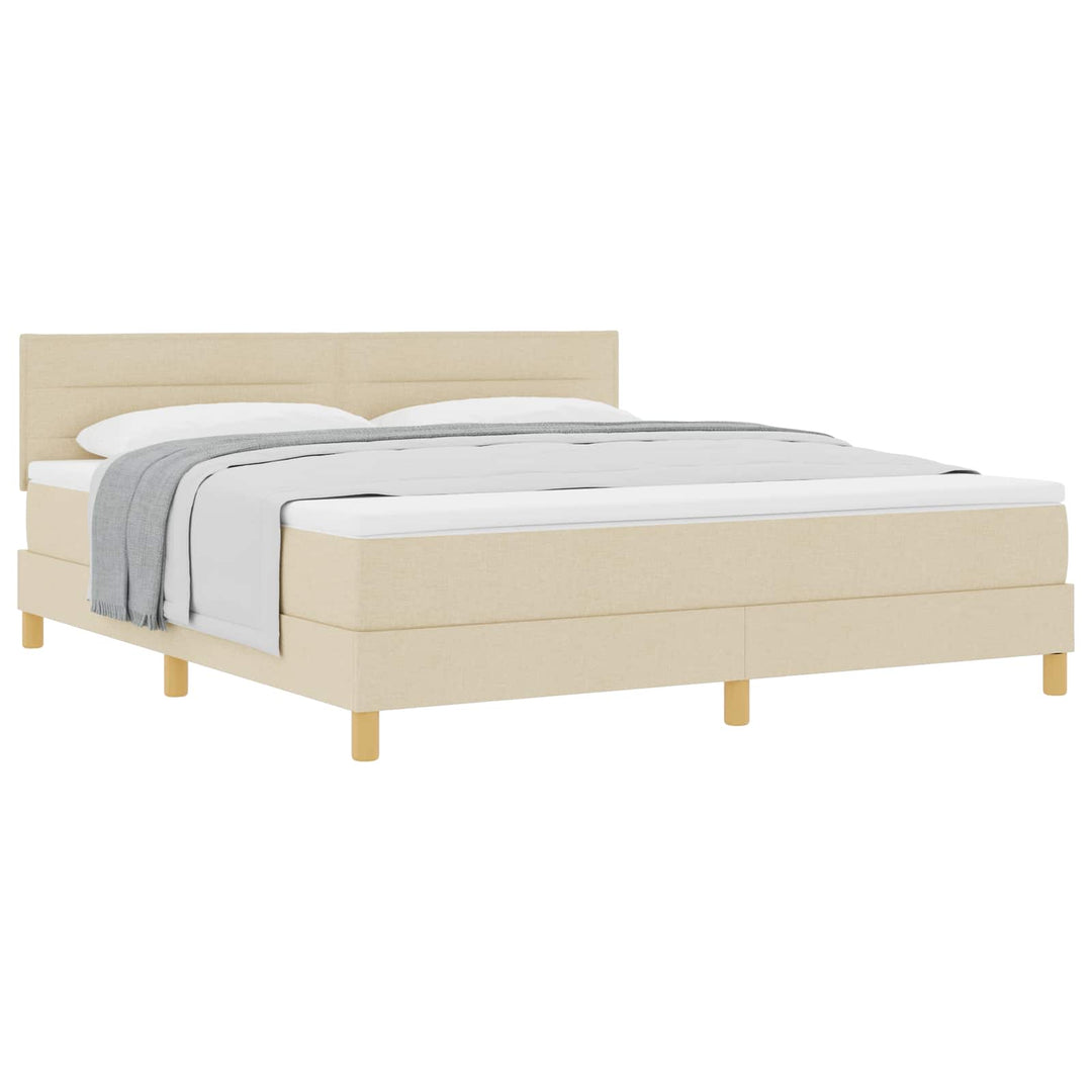 Box spring seng med pude med hovedgærde Creme 180 x 200 cm Stof