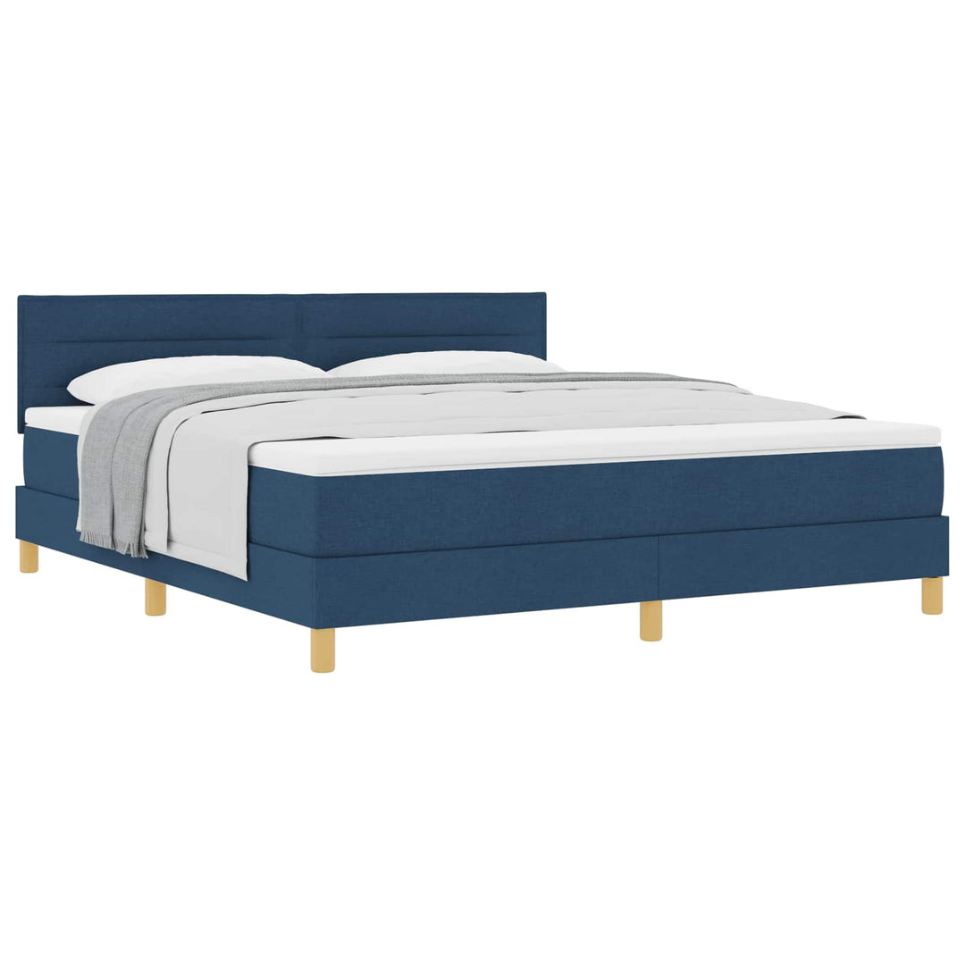 Box spring seng med pude med hovedgærde Blå 180 x 200 cm Stof
