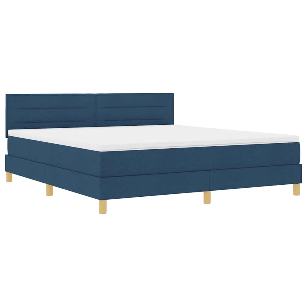 Box spring seng med pude med hovedgærde Blå 180 x 200 cm Stof