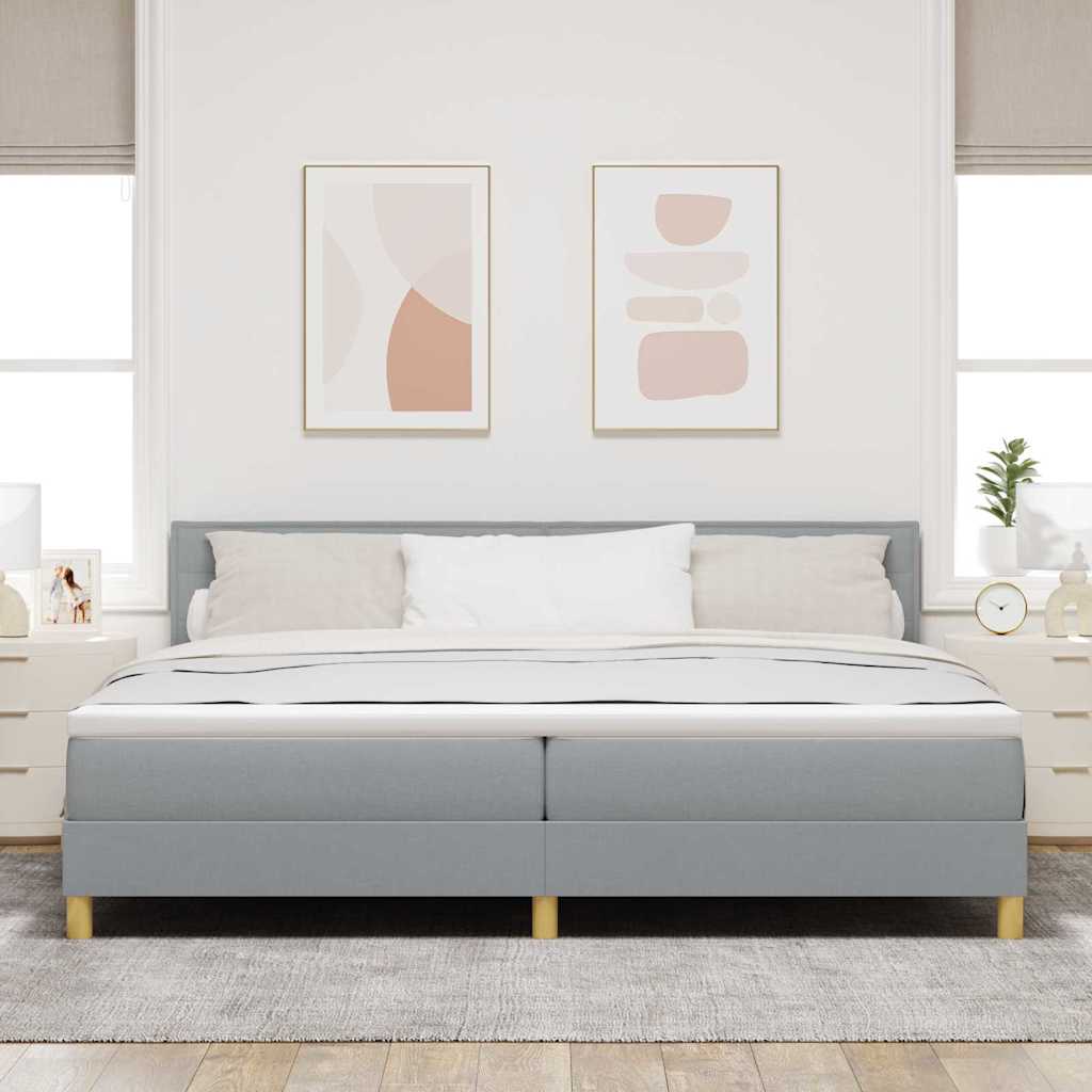 Box spring seng med pude Lysegrå 200 x 200 cm Stof