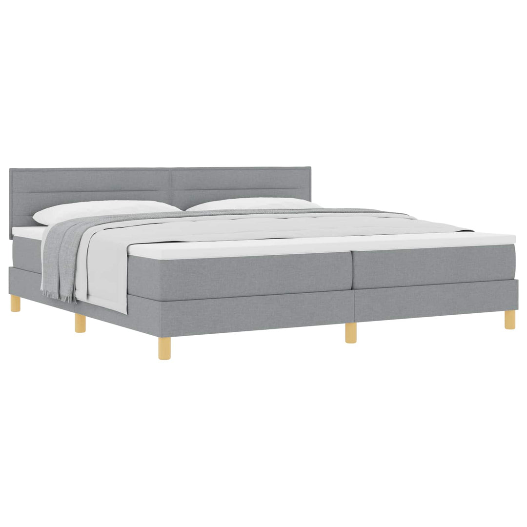 Box spring seng med pude Lysegrå 200 x 200 cm Stof