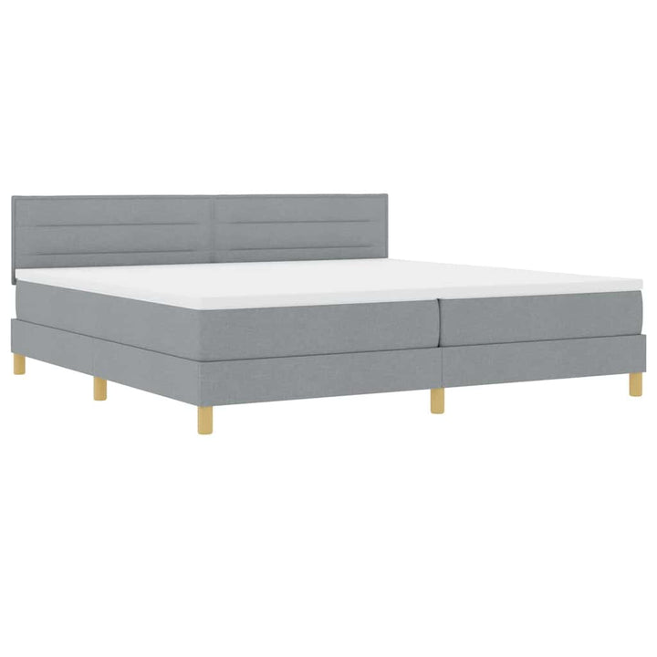 Box spring seng med pude Lysegrå 200 x 200 cm Stof