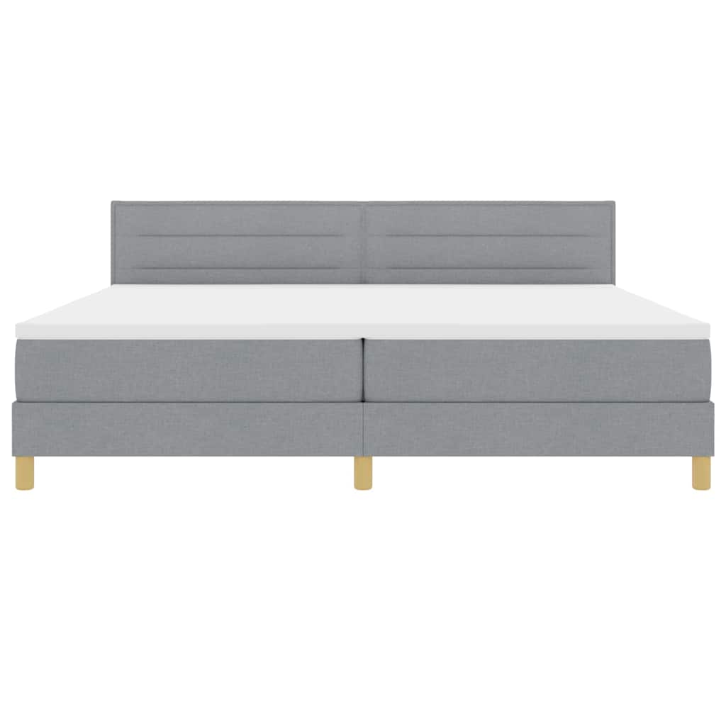 Box spring seng med pude Lysegrå 200 x 200 cm Stof