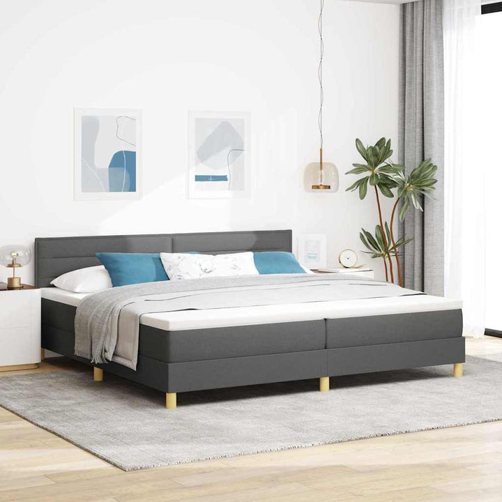 Box spring seng med pude Mørkegrå 200 x 200 cm Stof