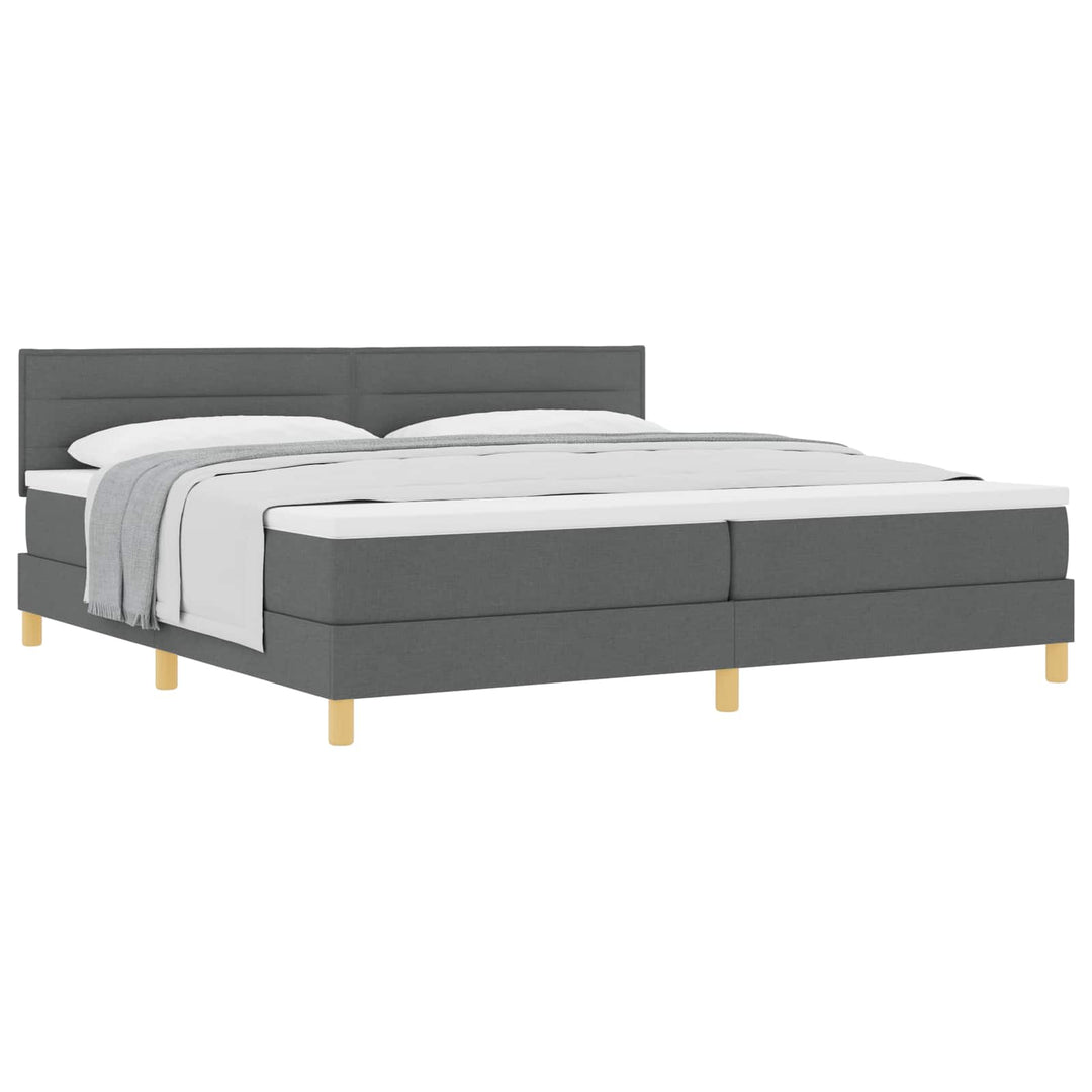 Box spring seng med pude Mørkegrå 200 x 200 cm Stof