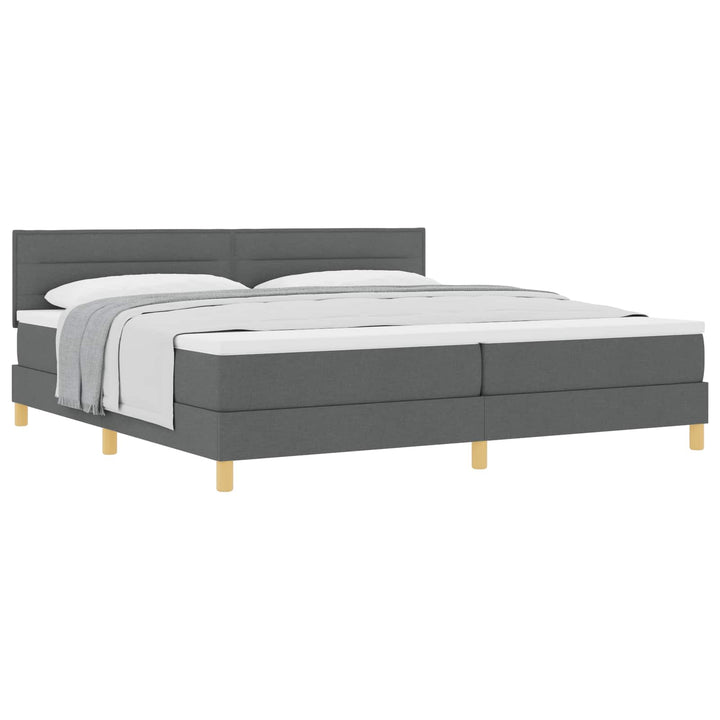 Box spring seng med pude Mørkegrå 200 x 200 cm Stof