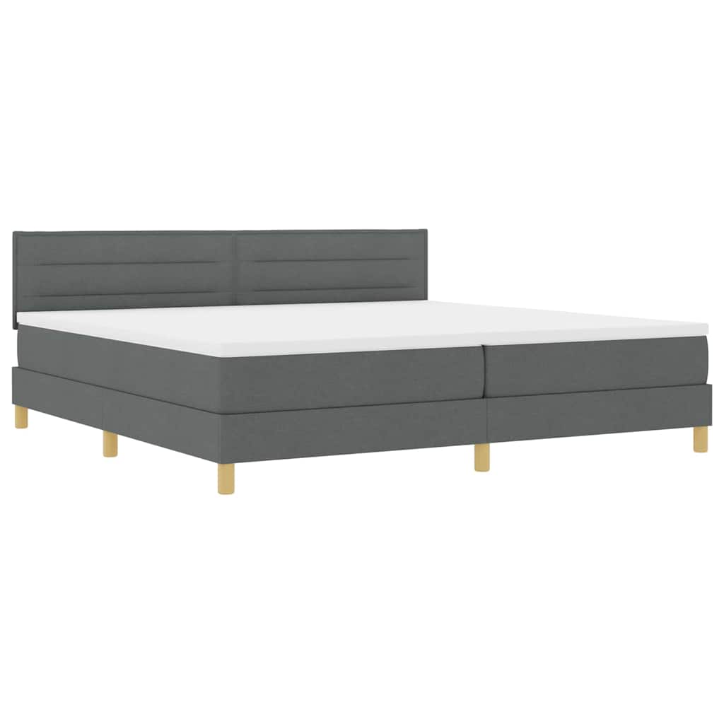 Box spring seng med pude Mørkegrå 200 x 200 cm Stof
