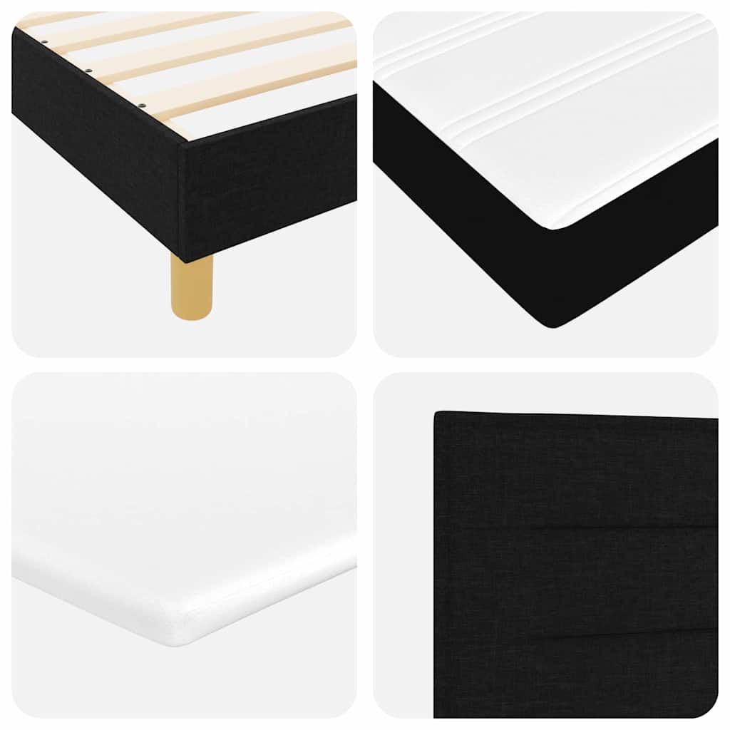 Box spring seng med pude med hovedgærde Sort 200 x 200 cm Stof