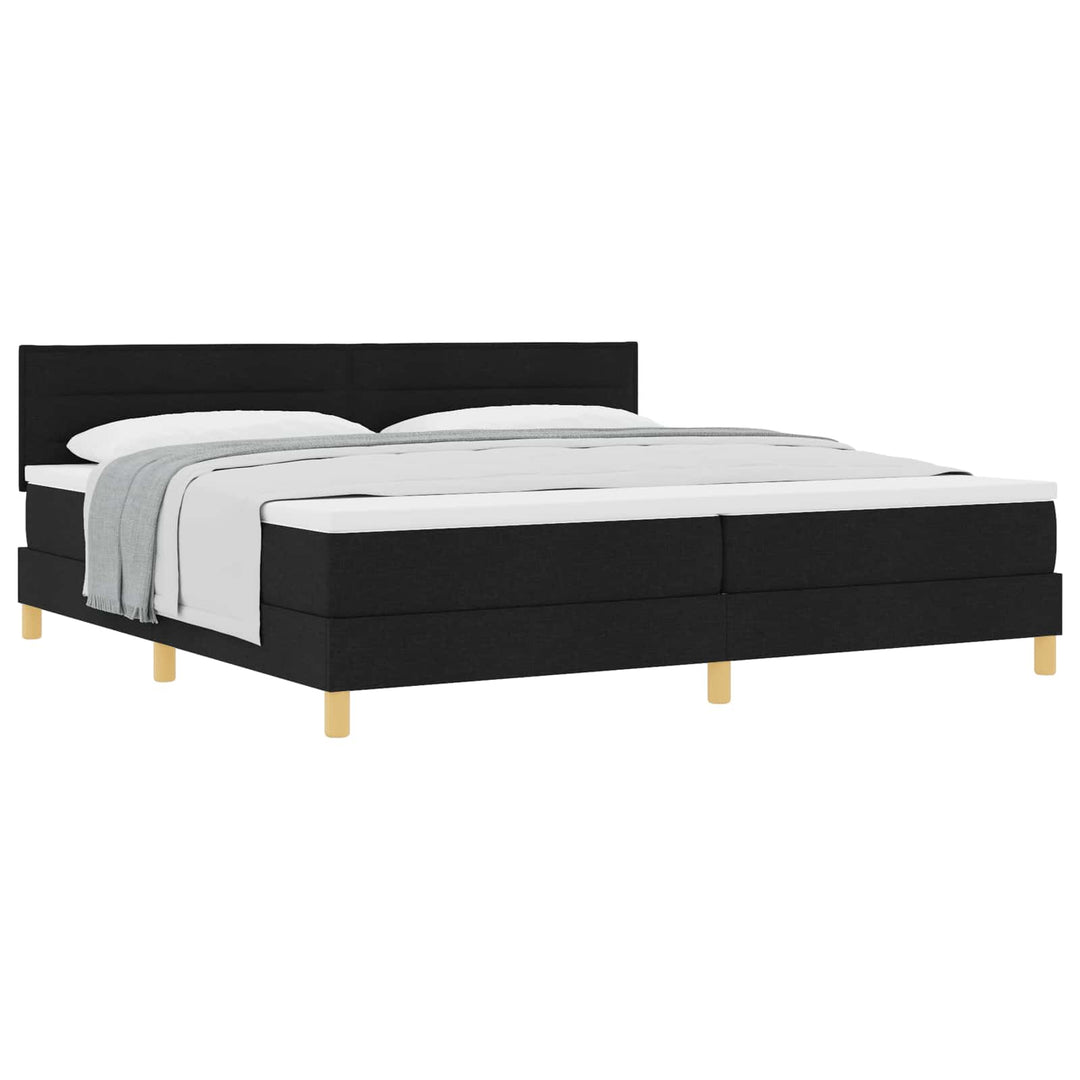 Box spring seng med pude med hovedgærde Sort 200 x 200 cm Stof