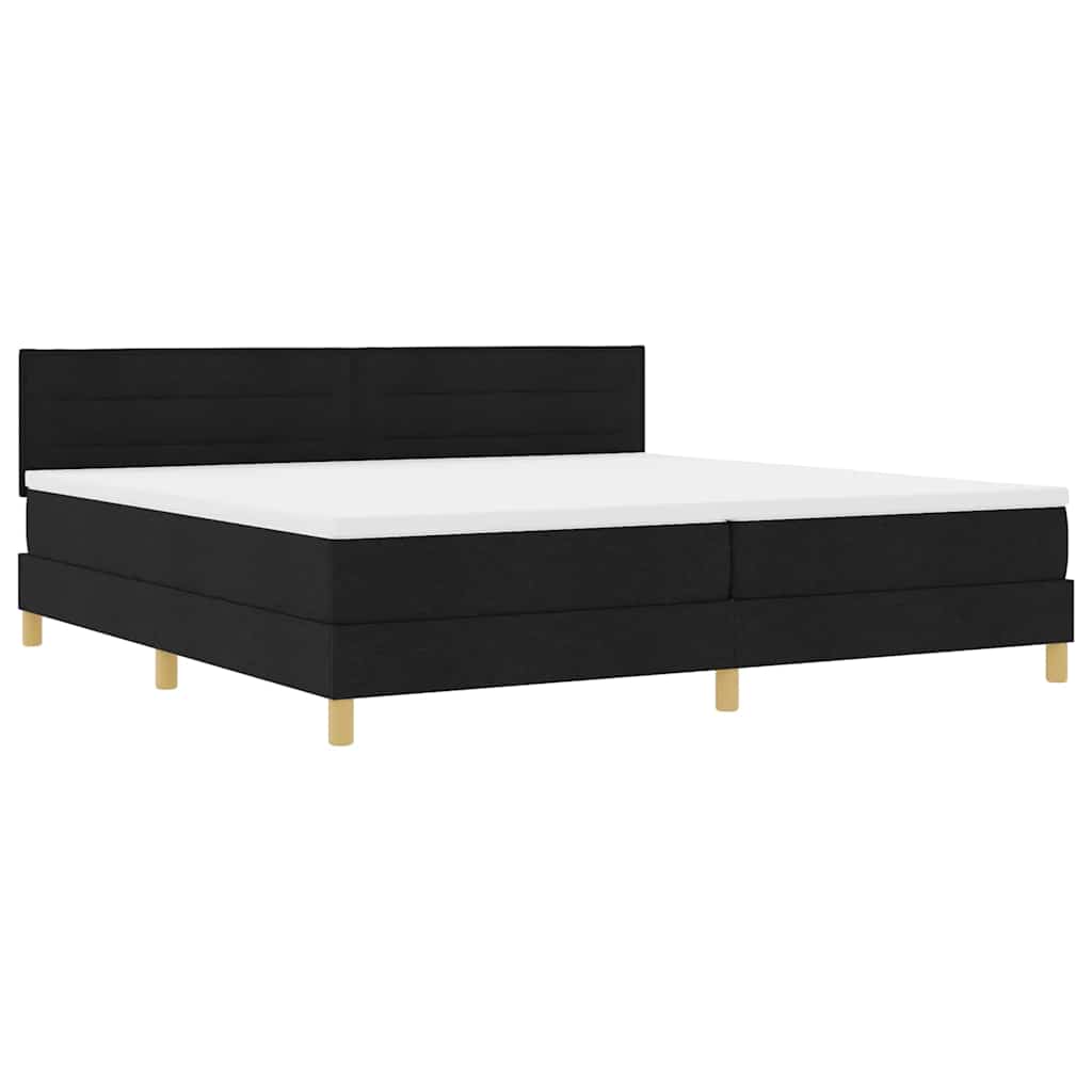 Box spring seng med pude med hovedgærde Sort 200 x 200 cm Stof