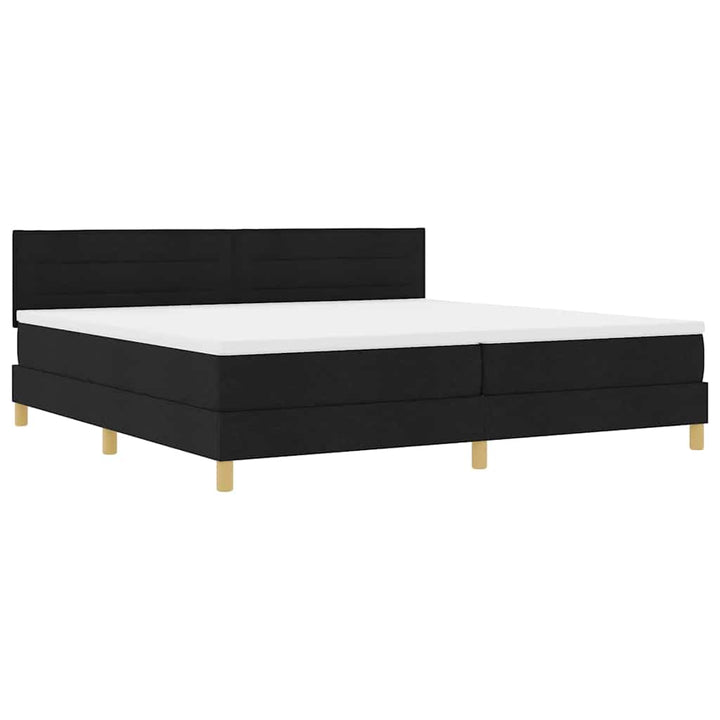 Box spring seng med pude med hovedgærde Sort 200 x 200 cm Stof