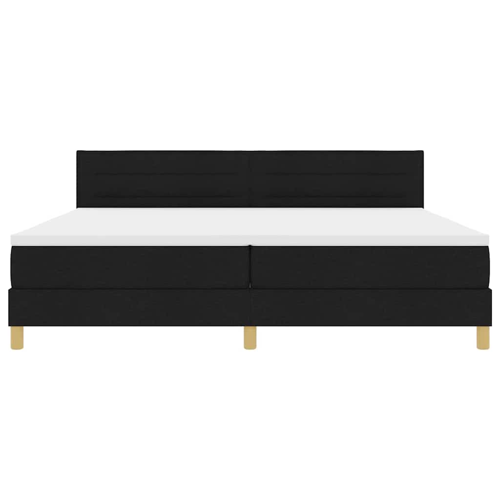 Box spring seng med pude med hovedgærde Sort 200 x 200 cm Stof