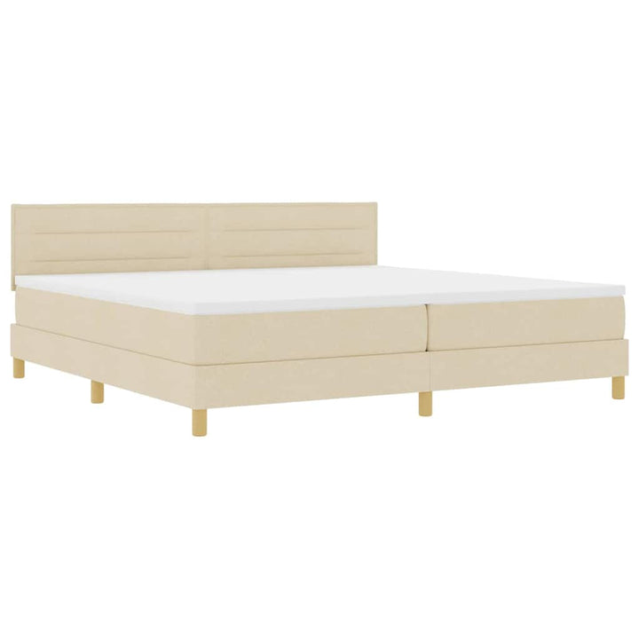 Box spring seng med pude med hovedgærde Creme 200 x 200 cm Stof