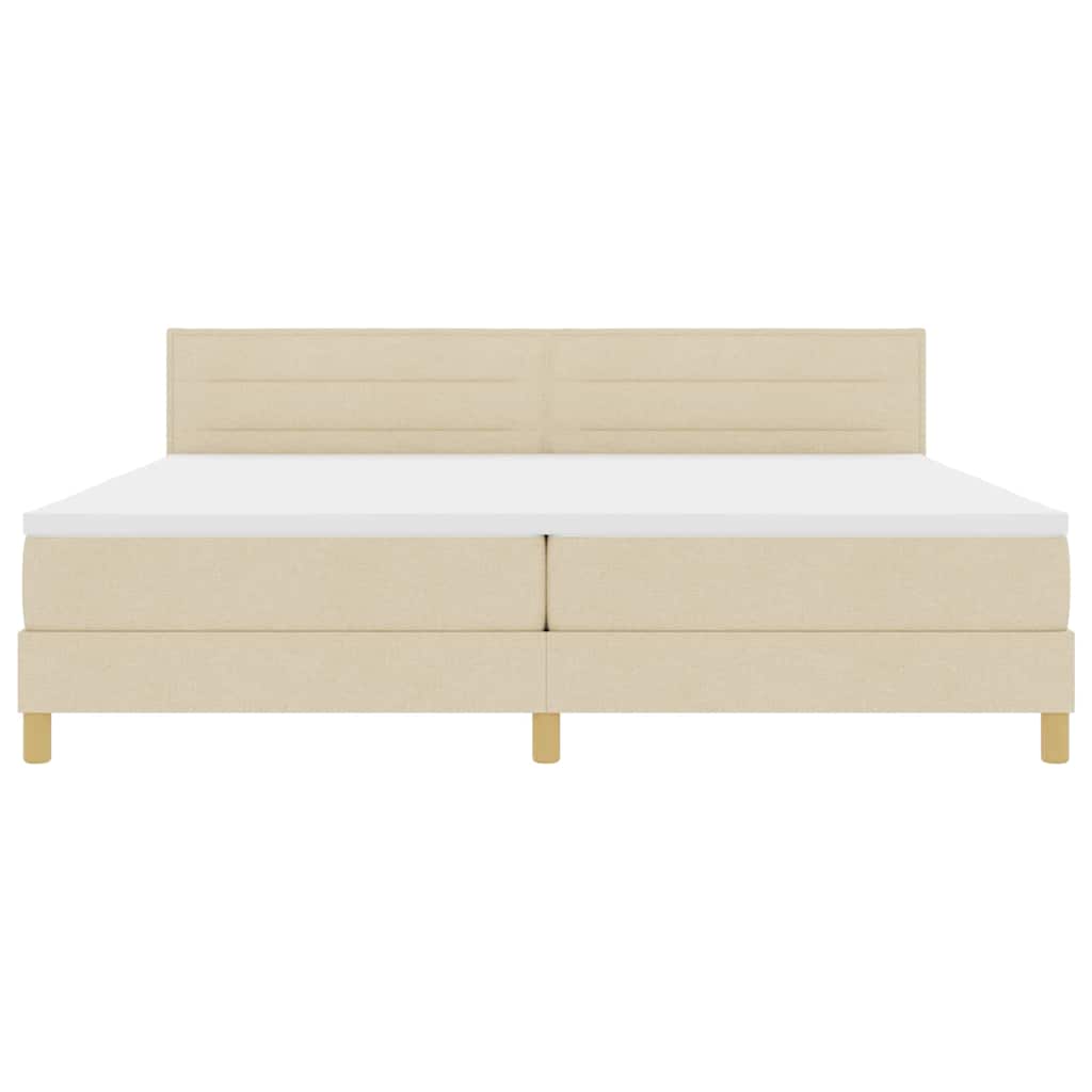 Box spring seng med pude med hovedgærde Creme 200 x 200 cm Stof