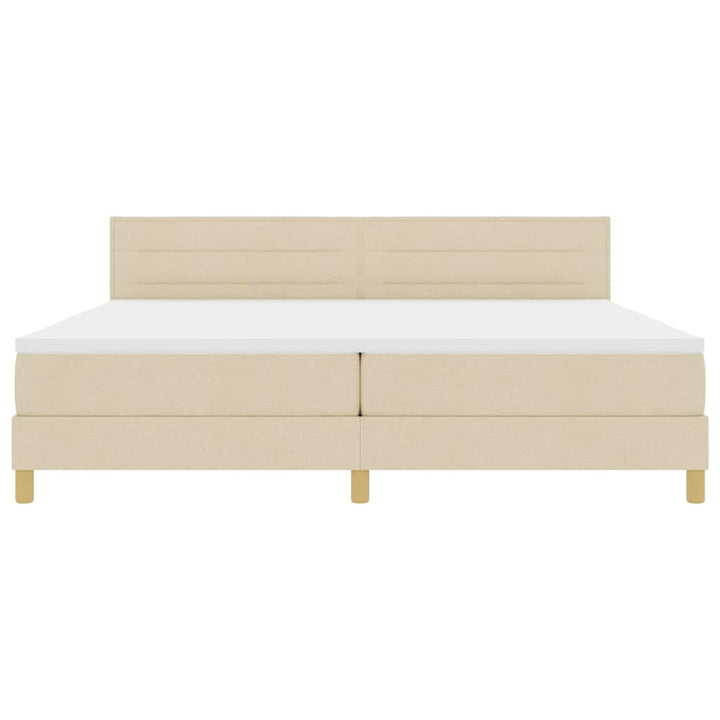 Box spring seng med pude med hovedgærde Creme 200 x 200 cm Stof