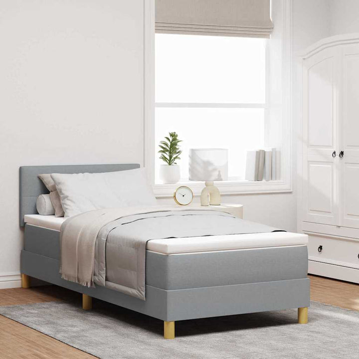 Box spring seng med pude Lysegrå 80 x 200 cm Stof